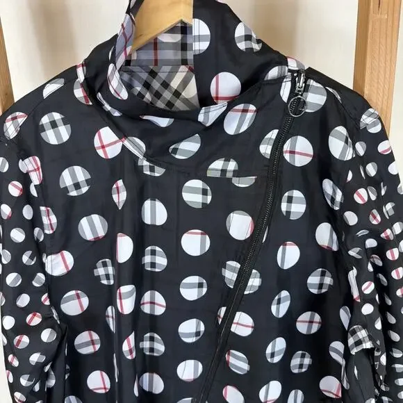Vintage Y2K UBU Black White Polka Dot Reversible Raincoat #1297 Size 3X - Picture 2 of 14